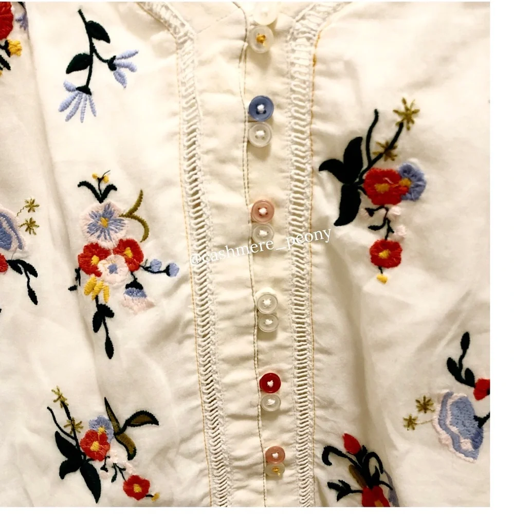 Anthropologie Faye Tank Floral Embroidered EUC - Picture 4 of 7